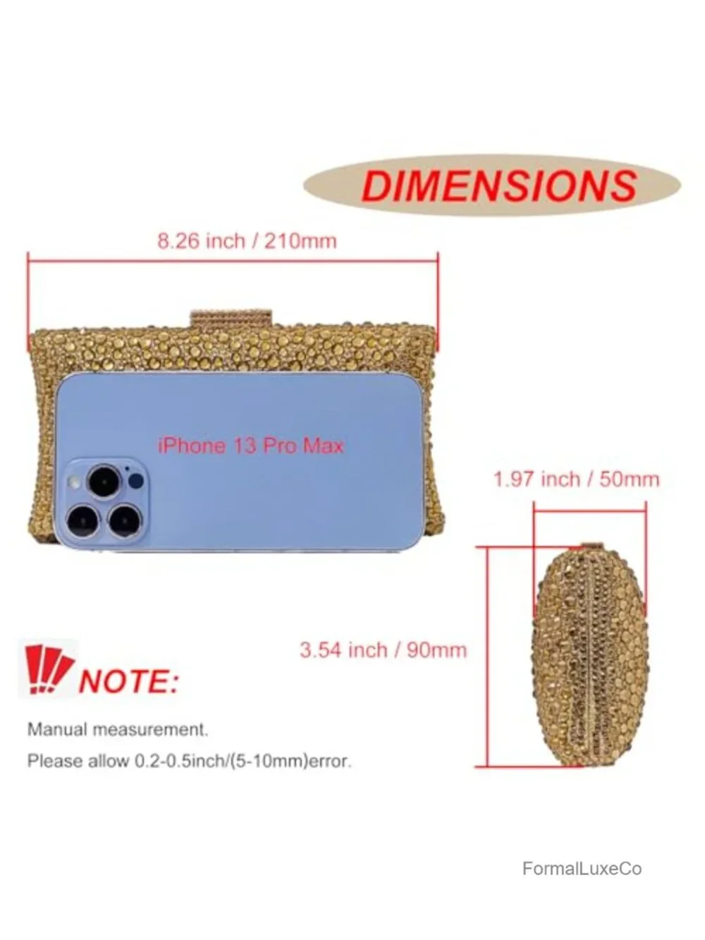 Sparkly Rhinestone Clutch Crystal Evening Bag with Metal Chains